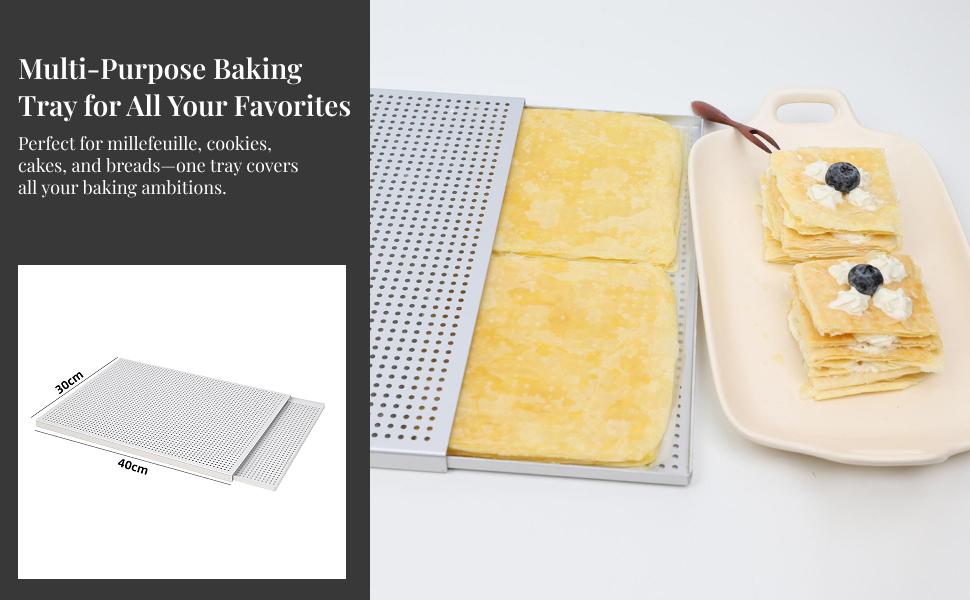 Kitchen Baking Tray Set - Assadeira retangular perfurada, chapa de alumínio