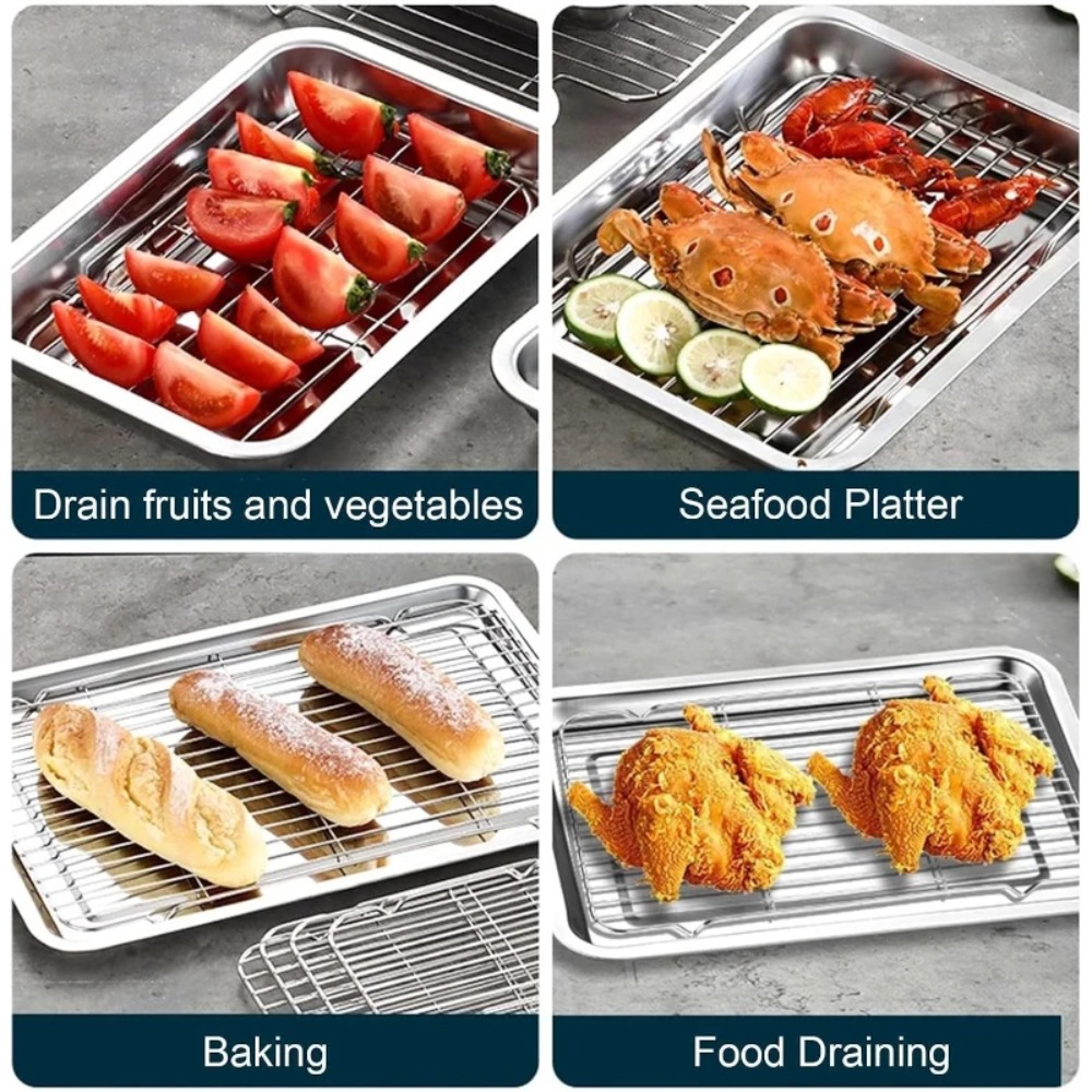 Assadeira de Aço Inoxidável co - Kitchen Baking Tray Set avaliação e preço